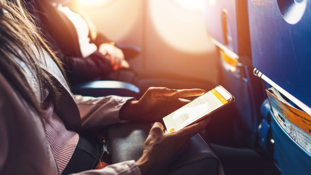 Smartphone on plane