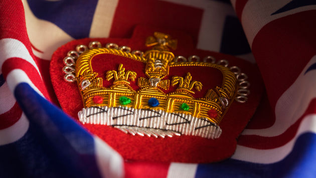 Embroidered Queens Crown Badge and Union Jack.