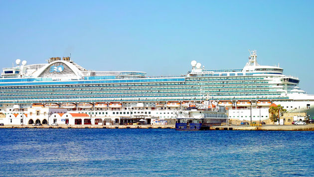 Emerald Princess in the port of Rhodes City, Greece