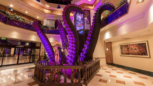Ursula takes over the lobby at Disney Paradise Pier Hotel.