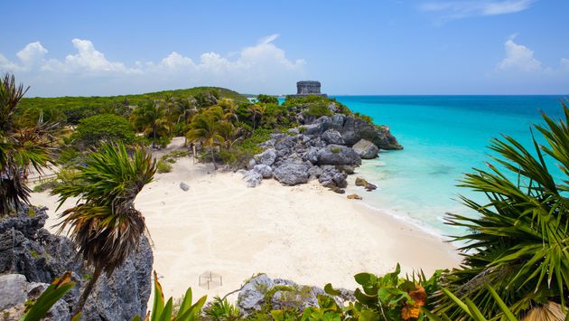The famous Tulum Ruins in the Riviera Maya south of Cancun, Mexico