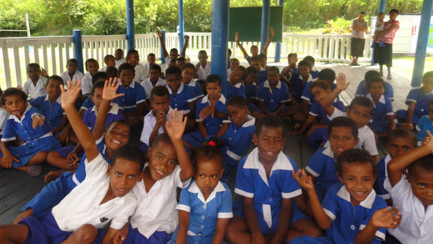 PHOTO: A visit to a Fijian school on Yasawa Island. (Photo by Monica Poling)