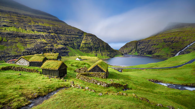 Village of Saksun located on the island of Streymoy, Faroe Islands, Denmark. Long exposure. (photo via miroslav_1 / iStock / Getty Images Plus)