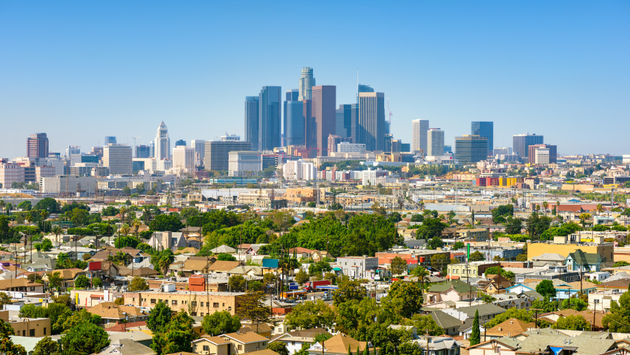 Los Angeles, California, USA downtown cityscape at sunny day (Photo via choness / iStock / Getty Images Plus)