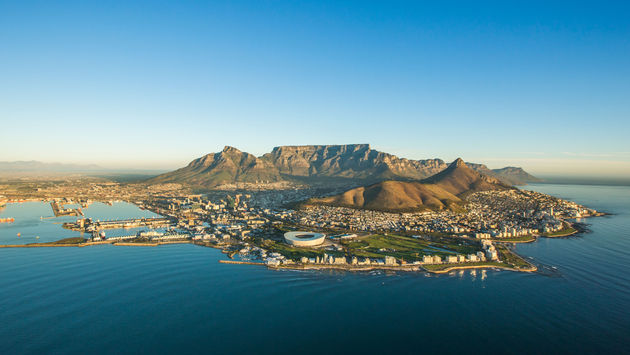 An aerial image showcasing Capetown South Africa. (photo via kierran1/iStock/Getty Images Plus)