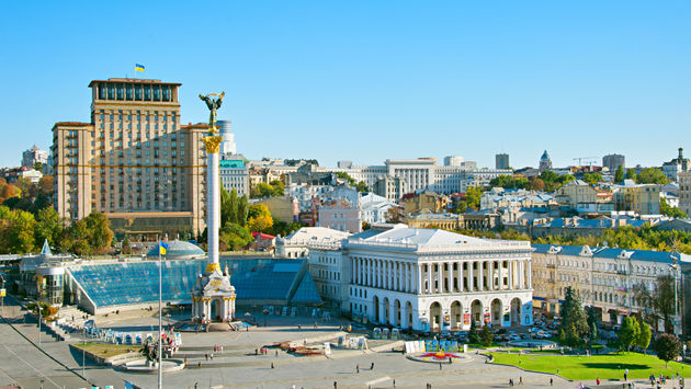 View of Independence Square (Maidan Nezalezhnosti) in Kiev, Ukraine (Photo via  joyt / iStock / Getty Images Plus)