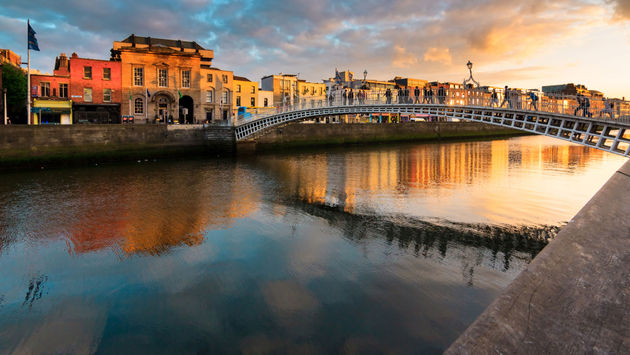 Sunset in Dublin, Ireland (photo via yktr / iStock / Getty Images Plus)